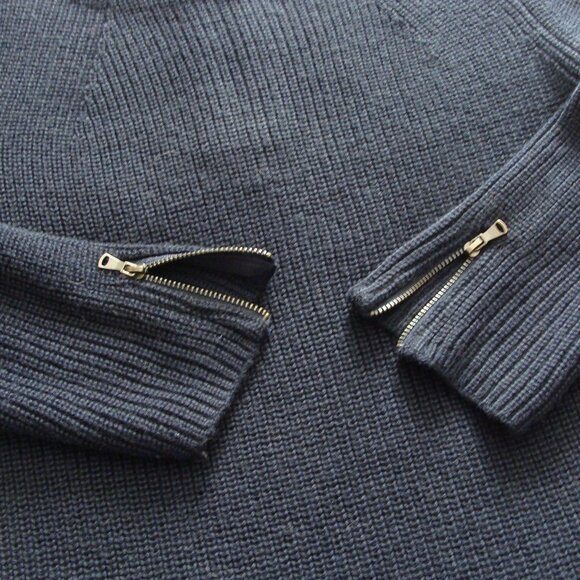 ANN TAYLOR LOFT Navy Blue 3/4 Sleeve ZIP Detail WOOL Blend SWEATER DRESS Sz S - Picture 5 of 9